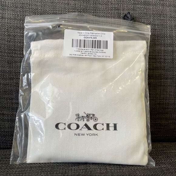 COACH Open Circle Necklace and Tea Rose Stud Set - Picture 6 of 6